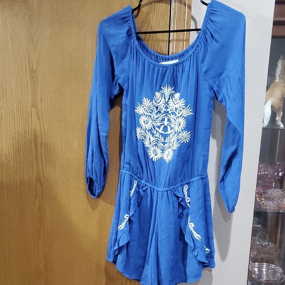 Lovers + Friends Blue and White Embroidered Carmella Romper - Picture 3 of 12